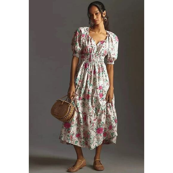 Anthropologie The Somerset Maxi Dress Floral Cottagecore Puff Sleeve Small - Picture 1 of 10